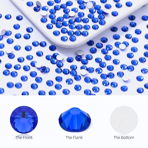 Image of Sapphire Flatback Rhinestones, Glass Rhinestones for Nail Art and Craft, Glue Fix, Loose Crystal Gemstones(Blue, SS16, 1440pcs, 3.8-4.0mm)