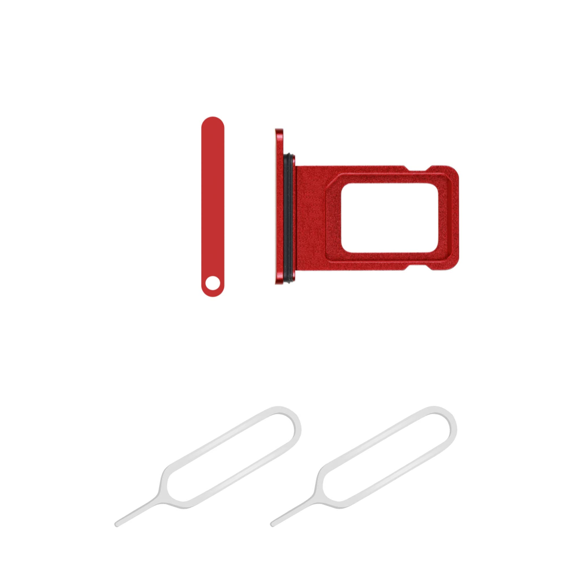 THE TECH DOCTOR Replacement Single Sim Tray Card Slot for iPhone 11 with 2x Sim Pin Open Ejector Tool (Red)