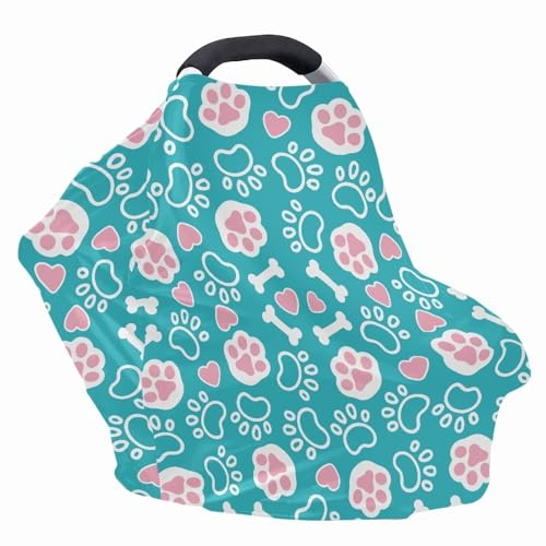 Image of Cute Paws Nursing Breastfeeding Covers Dust Cover Soft Multifunctional Breathable Stroller Canopy Covers for Babies Privacy Protection Breastfeeding Scarf