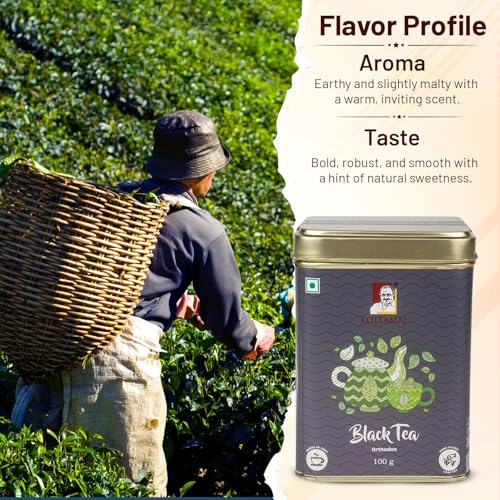 Image of Kollamai Premium Orthodox Black Tea 100gm, Organic Darjeeling Tea Leaves, 100% Pure and Fresh Aromatic Black Tea, Authentic Handpicked Darjeeling Tea for Refreshing Brews
