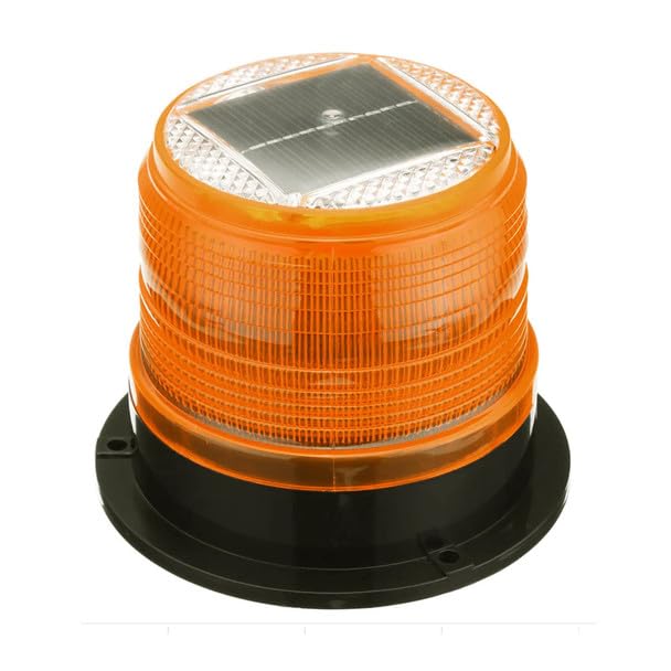 Solar LED Beacon Light, Waterproof Amber, Magnetic Base, Rotating Strobe for Vehicle for Vehicle Forklift Truck Tractor Golf Carts UTV Car Bus (Small)