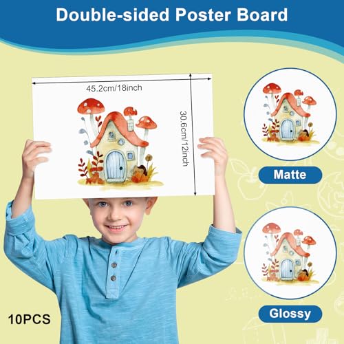 Image of 10 Pcs 12 inch x 18 inch Poster Board White Poster Board Paper Bulk 250 GSM Thickness Vision Boards Smart Poster Board for Drawing School Arts Craft Projects Presentations Scrapbooking Blank Graphic Display