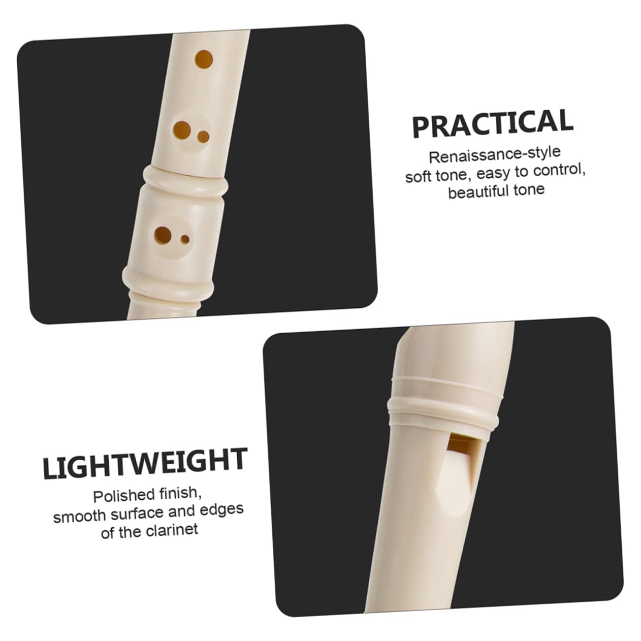 Clarinete Infantil de 8 Agujeros de Resina Beige, 1 Juego para Estudiantes | Clarinete para Principiantes, Instrumento de Viento de Práctica, Decoracion Colegio, Instrumentos Musicales para Niño Niña
