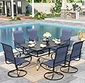 Sophia & William Outdoor Dining Set Patio Dining Set for 6 Outdoor Table and Chairs 7 Pieces Outdoor Patio Set with Swivel Patio Chairs 60"x 38" Metal Table for Garden Pool All Weather Blue