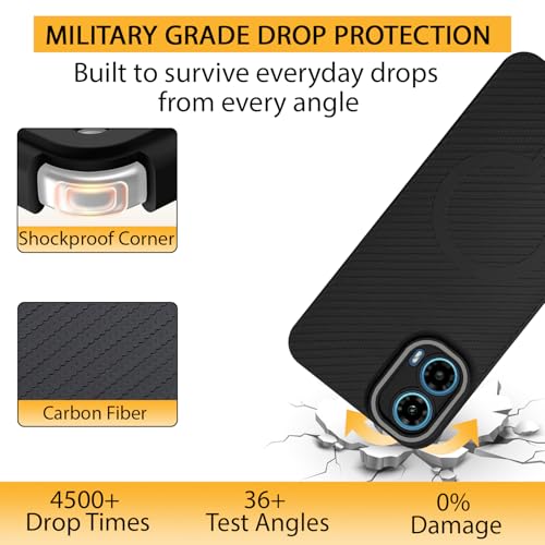 Image of LIRAMARK Rugged Carbon Fibre TPU Armor Silicone Back Cover Case for Motorola Moto G34 / G45 5G