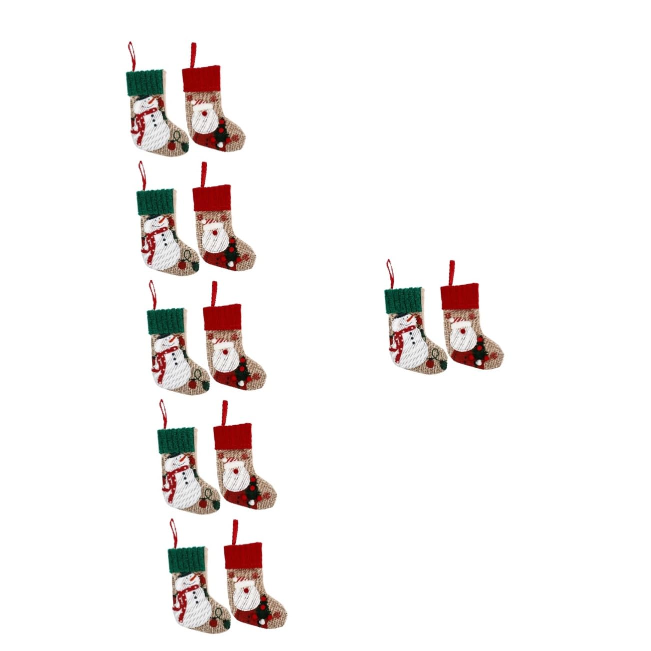 Zerodeko 6 Set Calza di Natale Calze di Natale Appendiabiti Gonfiabile Decorazione Arredamento Juta Sacchetti di Iuta Natalizi Peluche Sospeso Calze per Gnomi Biancheria 2 Pezzi * 6