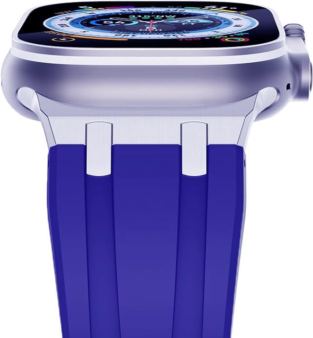 Image of Compatible Apple Ultra Watch Band 49mm 45mm 44mm 42mm Liquid Silicone Design Strap with Stainless Steel Adapter for iWatch SE Series 9 8 7 6 5 4 3 2 and Ultra for Men and Women