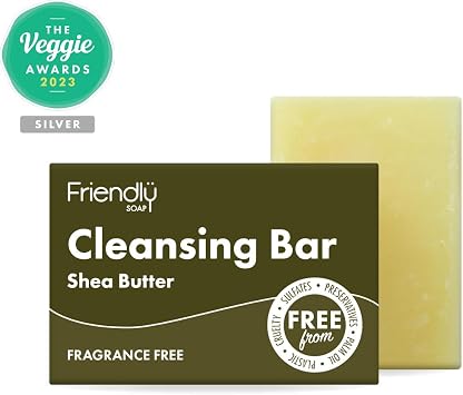 Friendly Soap - Shea Butter Cleansing Bar (95g) Natural Cleansing Bar, Fragrance-free, Plant-Based, Cruelty-Free, Made By Hand, No Preservatives or Sulphates, Sustainable, Environmentally Friendly