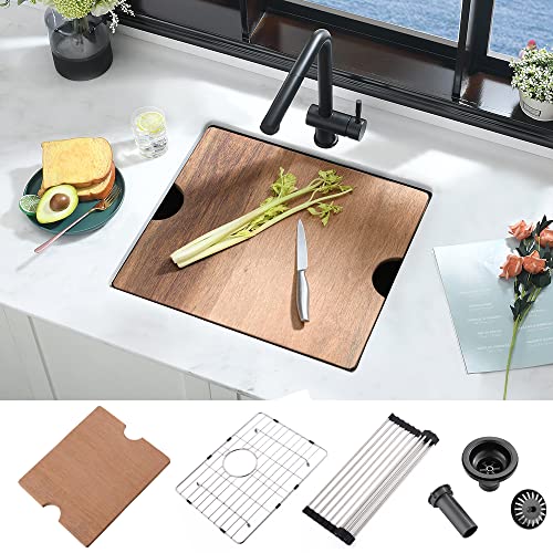 21 Inch Black Undermount Bar Sink Workstation - Ianomla 21 X 19 Inch Matte Black Stainless Steel Workstation Kitchen Sink Small Bar Sink Rv Sink 16 Gauge Single Bowl Outdoor Bar Prep Sink #TOP11