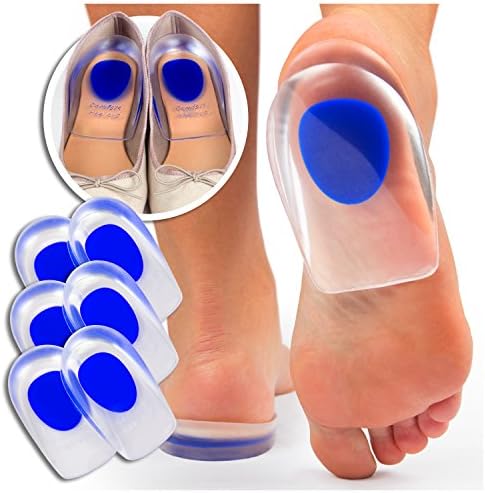 JUTFeet Heel Cushion Inserts Plantar Fasciitis Gel High Heel Cups Pain Relief Silicone Pads (LG 3-Pair)