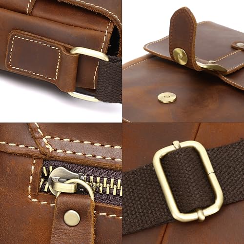 Image of Leather Messenger Bag for Men Vintage Man Purse Mens Handbag Leather Crossbody Shoulder Bag for Work Travel | Vintage