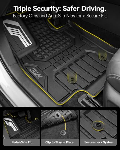 Image of 3W Floor Mats for Toyota RAV4 Hybrid 2026, TPE All-Weather Custom Fit
