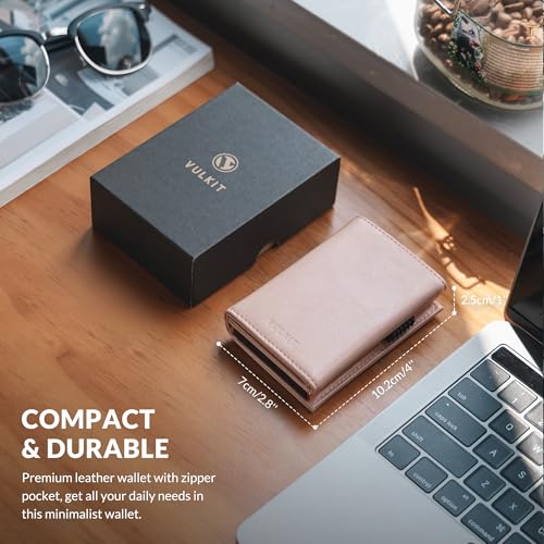 Image of VULKIT Card Holder Wallet with Coin Pocket Magnetic Closure Pop Up Cards With ID Window Leather Wallet for Cash & Credit Cards | with Coin Pocket