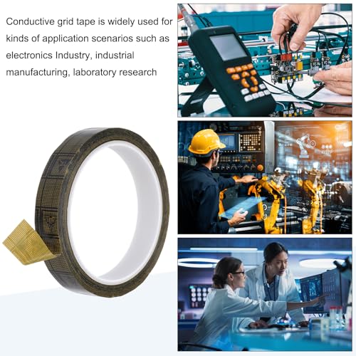 Image of PATIKIL Antistatic Tape, 2.36 Mil Thick, 11 /16 Inch x 39 Yards Conductive Adhesive Grid ESD Tape for Circuit Board Laptop Mobile Phone Communication Electronics Parts Black /Yellow