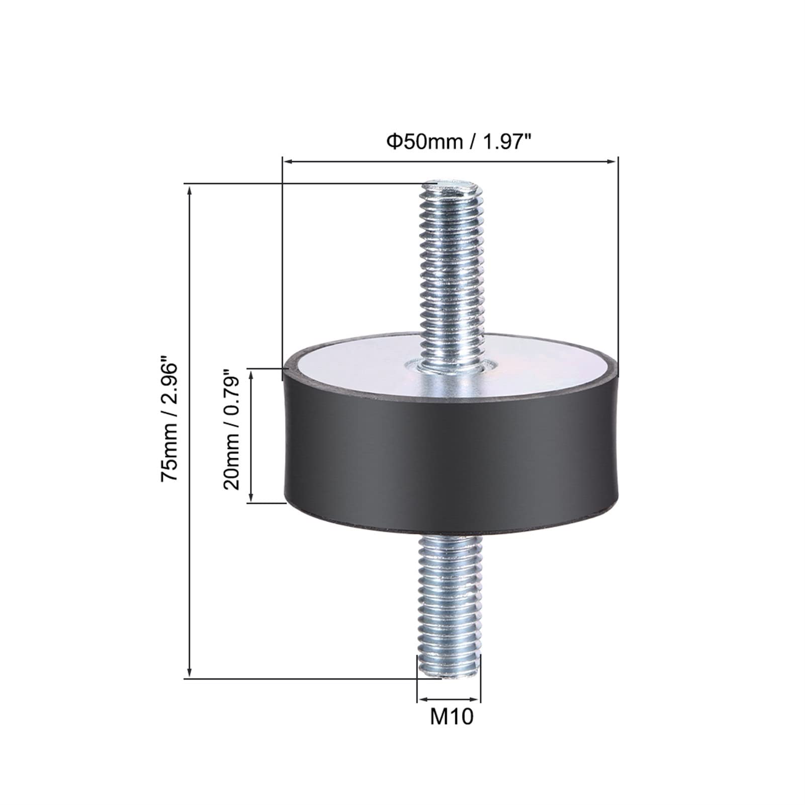 Borchie in gomma Ammortizzatore 1 pz Supporti antivibranti M6 M8 M10 M12 Assorbitore filettato for attrezzature for il fitness | M12x37 D60xH501pcs
