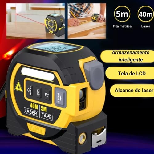 Trena A Laser Digital Multifuncional Fita Métrica 3 em 1 Longa Distância Premium NOTYAZ