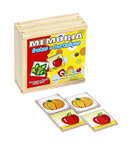 Carlu Brinquedos - Frutas e Hortaliças Jogo da Memória 40 Peças, 3+ Anos, Multicor, 1184