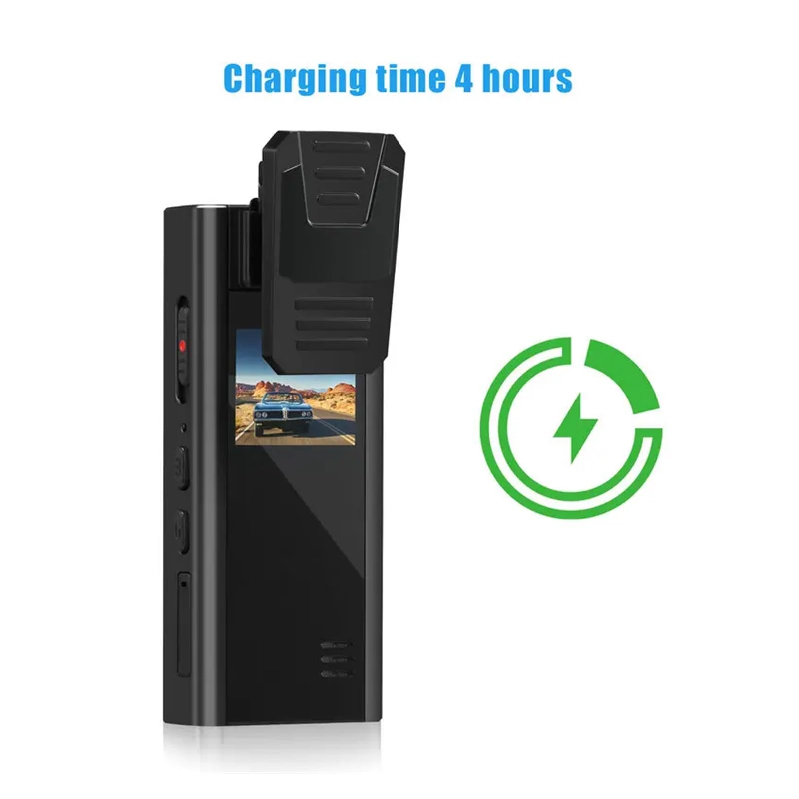 Kamera nasobna, A30 Full HD 1080P kamera montowana na ciele 1.3 "ekran noktowizor klip do wykrywania ruchu Mini kamera nagrywająca kamera internetowa(With 64G TF card)