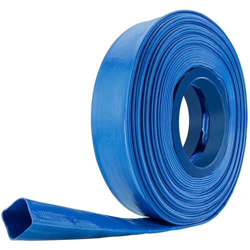 Poppstar Manguera plana de descarga de agua de PVC 20m, Ø 38mm (1 1/2 pulgada), presión de trabajo 7 bar, manguera de bombeo, azul