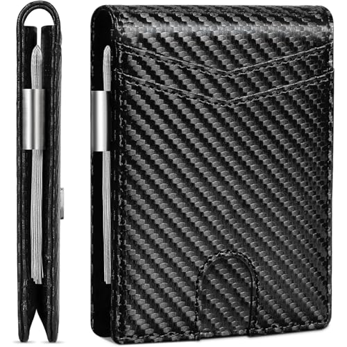 Portefeuille fibre de carbone et cuir véritable de luxe pour homme élégant