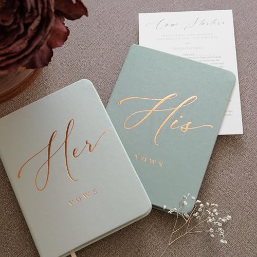 Image of ARTESORI Vow Books His and Hers - Linen Wedding Vow Books Perfect as Bride & Groom Gifts, Wedding Registry Ideas - His & Hers Gifts Wedding Vow Book - Wedding Essentials & Accessories [Mint & Sage]