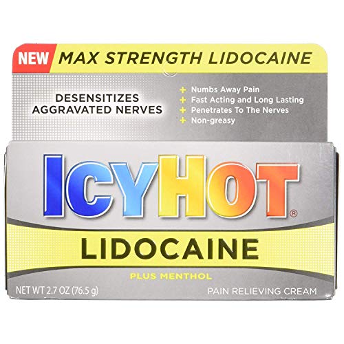 ICY Hot Lidocaine Pain Relieving Cream Max Strength Plus Menthol - 2.7 oz, (Pack of 2)
