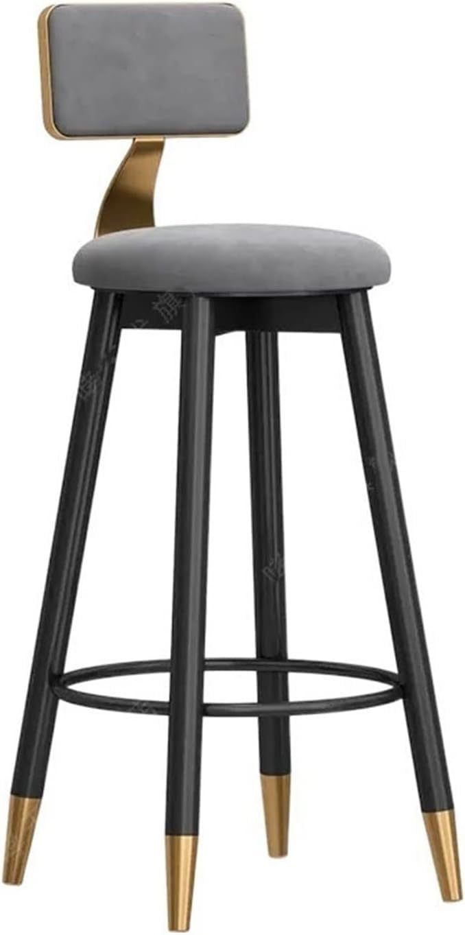 Chaise de bar 75 cm au design tendance bleu azur avec grand dossier