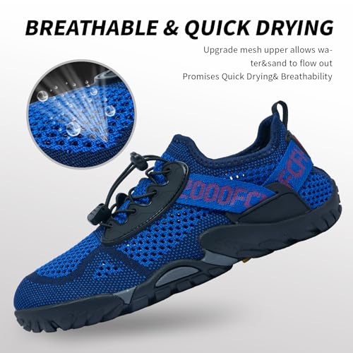 Image of SOBASO Water Shoes for Men Quick Dry Aqua Barefoot Hiking Shoes for Pool Beach Lake Diving Surf Fishing Navy Black