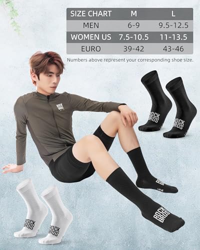 ROCKBROS Cycling Socks for Men Women Breathable Wicking Bike Socks, Compression Fit, Tall Crew, Road to Sky Series2