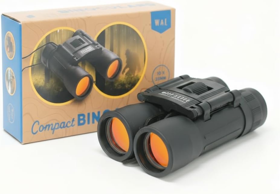 Wildlife Outdoor Adventures Compact Binoculars 10x25 for Kids & Beginners – Foldable, Lightweight with Strap, Pouch & Cloth – Ideal for Travel, Camping, Hiking, Stargazing & Exploration