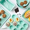 Rorence bakeware set kitchen oven baking pans set nonstick carbon steel cookie sheet rectangular cake pan 2 round cake pans muffin pan loaf pan cooling rack set of 7 mint green  urban country home decor