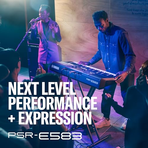Image of Yamaha PSR-E583 61-Key Portable Keyboard with Touch Response, Advanced Built-in Voices & Styles, USB Connectivity, Performance Controls, Lightweight Design for Professional Use & Studio Practice