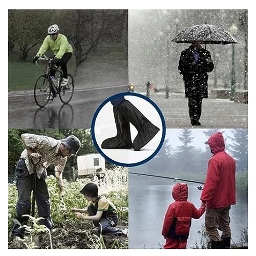 Cubierta para zapatos de lluvia Haofy PVC negra antideslizante ligera de 40 cm hasta la mitad de la pantorrilla para caminar y ciclismo al aire libre miniatura 2