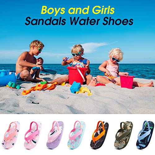 techcity Toddler Boys Girls Flip Flops Kids Unicorn Dinosaur Sandals Beach Pool Water Shoes with Back Strap3