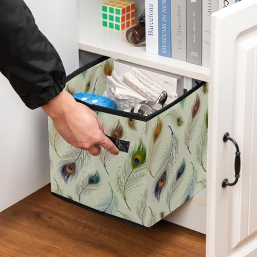 Boîte de rangement pliable en tissu cube à poignées ergonomiques - 7