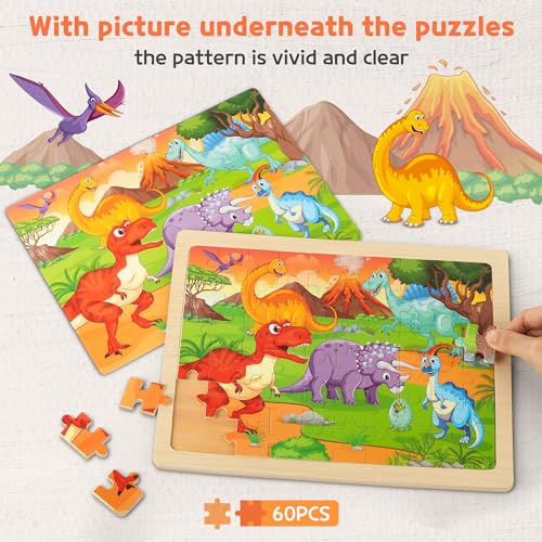 Synarry Wooden Puzzles For Kids Ages 4-6, 6 Packs 60 Pcs Jigsaw Puzzles Preschool Educational Toys Gifts For Children Ages 4-8 thumb #2
