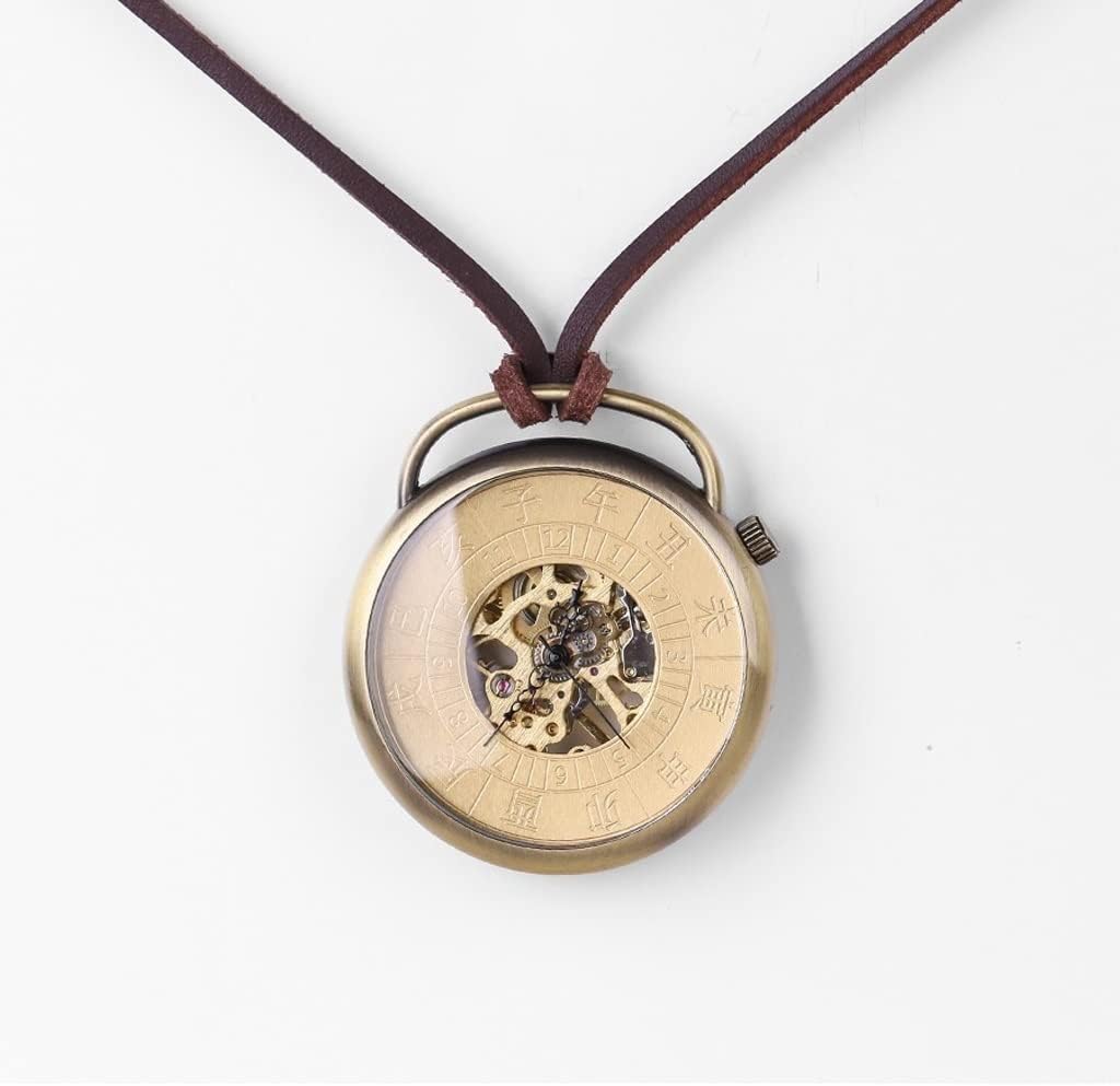 Twelve O'clock Sundial Pocket Watch Mechanical Pocket Watch Chinese Traditional Time Gift (Color : A) (A)