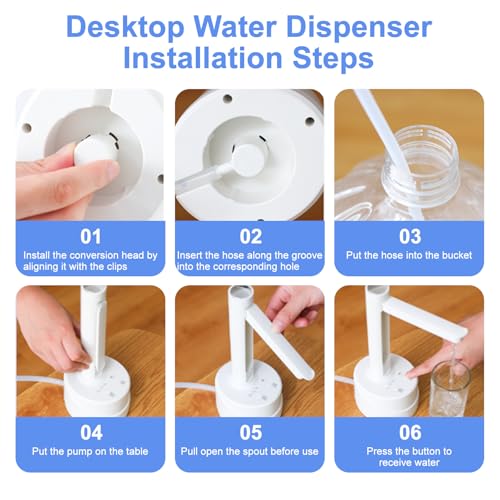 Image of Latedaux 5 Gallon Dual-use Desktop Electric Water Bottle Dispenser, USB Type-C Charging Automatic Countertop Drinking Water Bottle Pump for 2-5 Gallon, Smart Water Jug Dispenser for Camping(White)