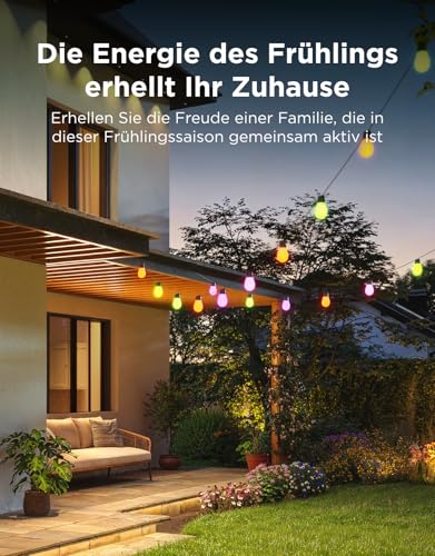 Govee Lichterkette Außen 15M, RGBICW LED Outdoor Lichterkette, IP66 Wasserdicht, App-Steuerung, 111 Szenenmodi, 65lm pro LED Lebensdauer 25000h, Funktioniert mit Alexa und Google Assistant 2