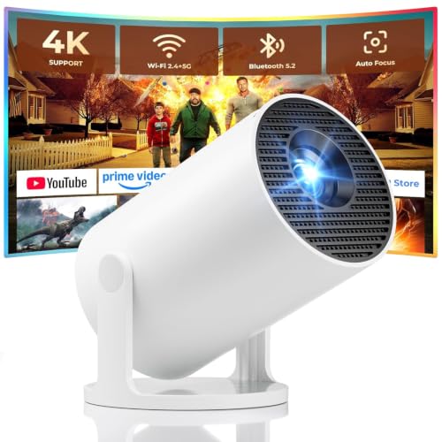Image of NISOO Andriod 5G WiFi Projector Home 4K Support 1080P Smartphone Full HD Portable Builtin YouTube Other Apps Auto Keystone 4000 Lumens 200 inch Screen Compatible 4K TV Stick, Light White