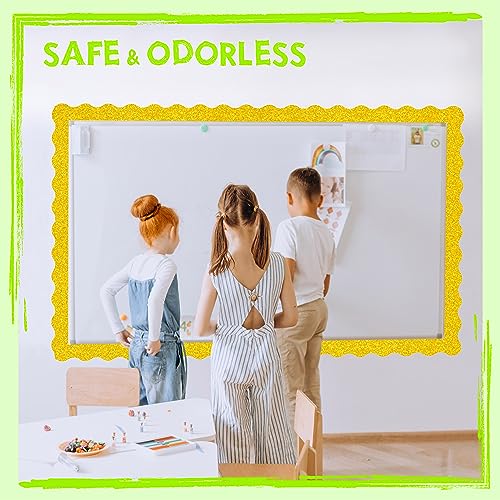 Image of 60 Feet Bulletin Board Borders, Golden Glitter Rolled Border Trim Scalloped Board Border with Wavy Line Design Decoration for School, Classroom & Office (Pack of 3)