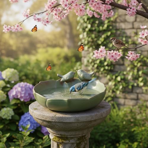 Baño para pájaros molidos que evita caídas y decora el jardín 3