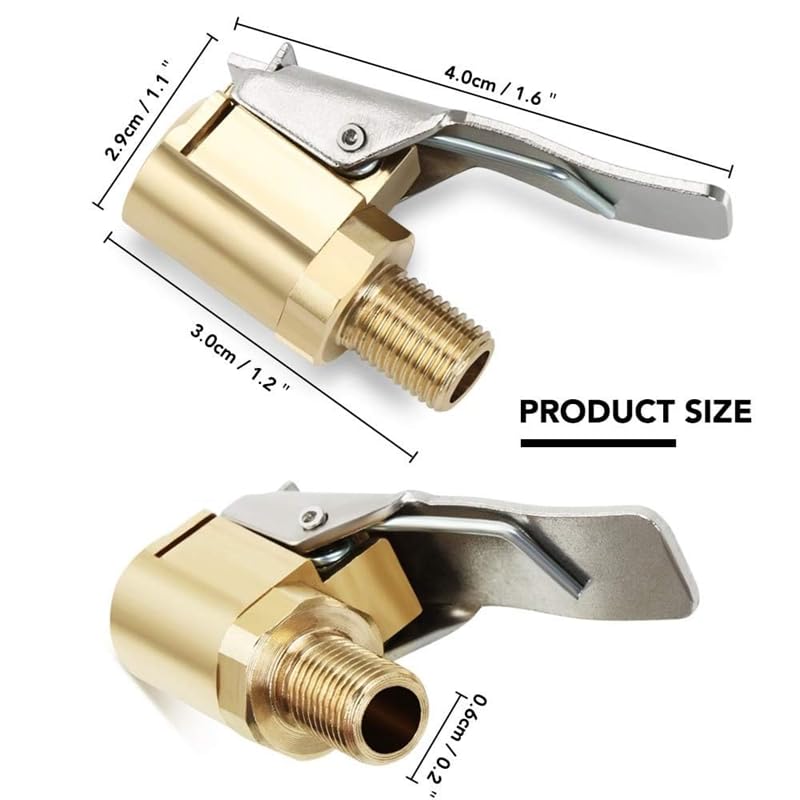 Image of 1pc Professional Brass Tire Valve Chuck with Quick-Release Clamp, Heavy-Duty Air Inflator Pump Connector for Car, Truck, Motorcycle Wheels Pump Valve Clip Clamp Connector Adapter
