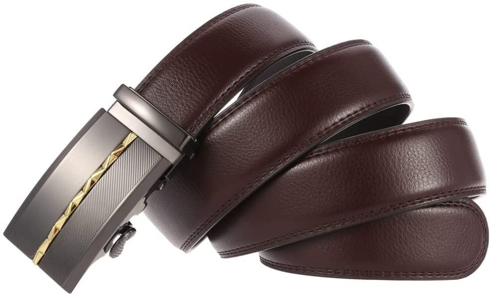 Men Genuine Leather Dress Belt with Single Prong Buckle,Strap Male Formal Style4