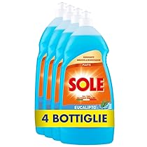 Sole Detersivo Piatti a Mano Eucalipto, Formula Sgrassante, Rimuove le Incrostazioni, 1Lx4