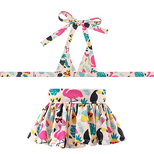 Image of CuteBone Dog Bikini Dress 2 Pack, Stylish Swimsuit Costume for Small Dogs, Comfortable & Adjustable Puppy Bathing Suit, Soft Outfit Pet Apparel for Beach, Pool and Summer Fun 2DB05M