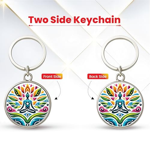 Image of MG | Protective Evil Eye /Spiritual Symbols /Om /Motivational Keychains | Double-Sided Metal Key Ring | Good Luck and devine Charm for Car, Bike, Home & Office