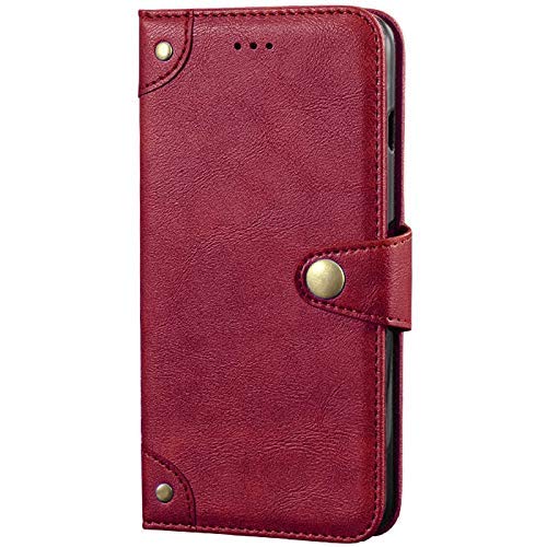 Dingshengk Rojo Retro Genuino Carcasa Funda para DUODUOGO P26 5.85" Magnética Premium Caso Protección Cuero Billetera Antigolpes Cover Teléfono Case Etui