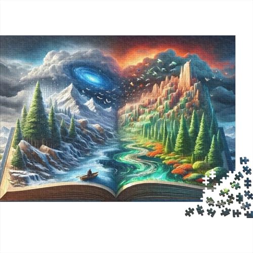 Mondo del Libro Fantastico Carta Premium Sostenibile Dettagliato di Alta Difficoltà Antistress Puzzle Rompicapo Paesaggio del Libro per Adulti a Partire da 14 Anni, 70x50cm/1000 Pezzi
