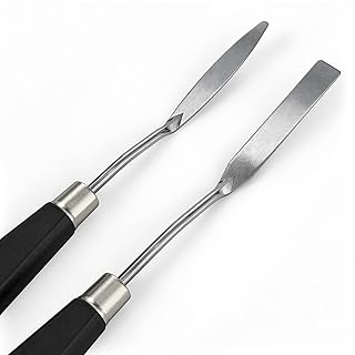 Pack de 2 couteaux à palette Arteza, tailles n°2 et n°25, set A, lame en acier inoxydable durable et manche en bois résistant à la rupture, couteaux pour la peinture à l'huile et l'acrylique